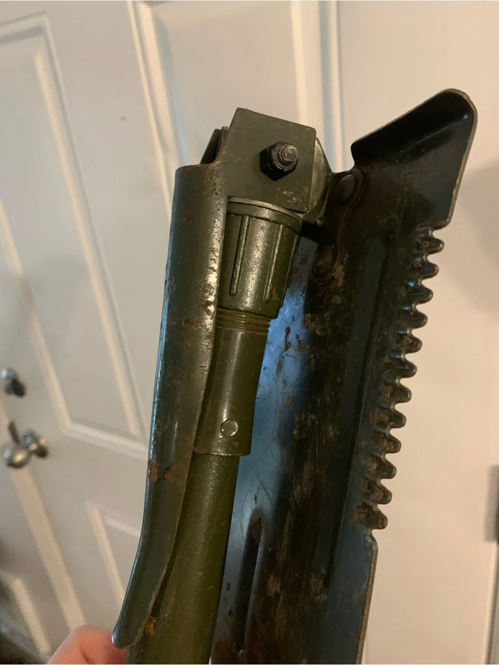 Military style vintage trench folding shovel with pick!